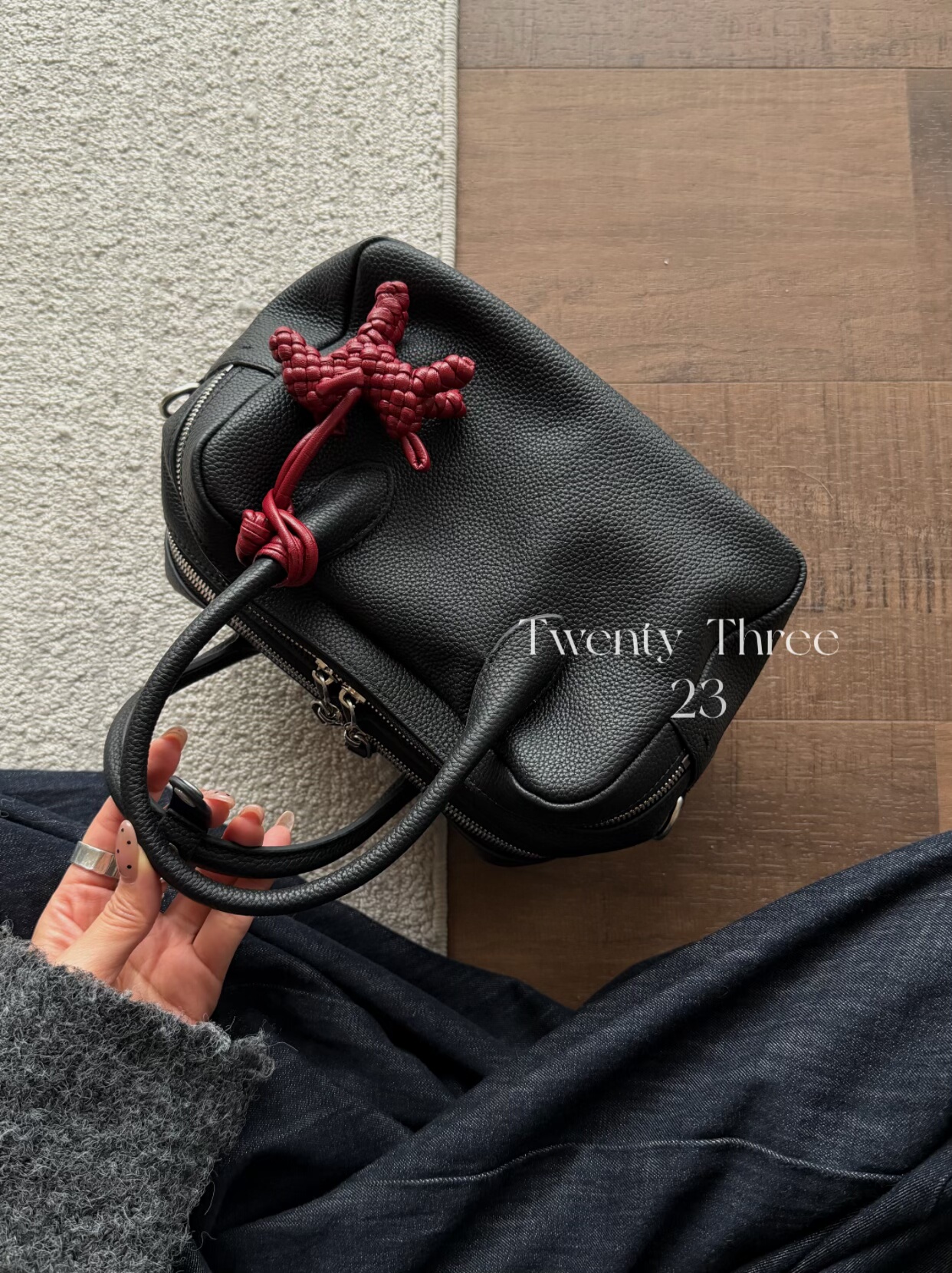 Twenty Three极简风头层牛皮波士顿小众设计单肩斜挎包