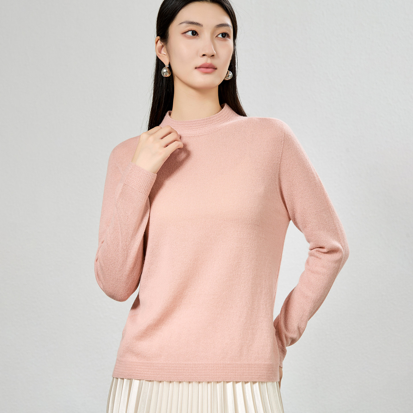 2025秋冬新款100%纯山羊绒衫女半高领打底衫紧修身套头毛衣,淘宝优惠券,粉丝福利购,淘宝优惠卷