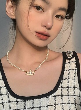 西太后珍珠项链毛衣链女2025新款爆款高级感轻奢小众锁骨颈链配饰