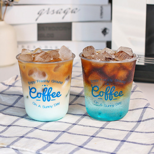 一次性杯子冰咖啡杯外带杯打包杯带盖pet冷饮杯U型奶茶杯塑料透明 - 图1