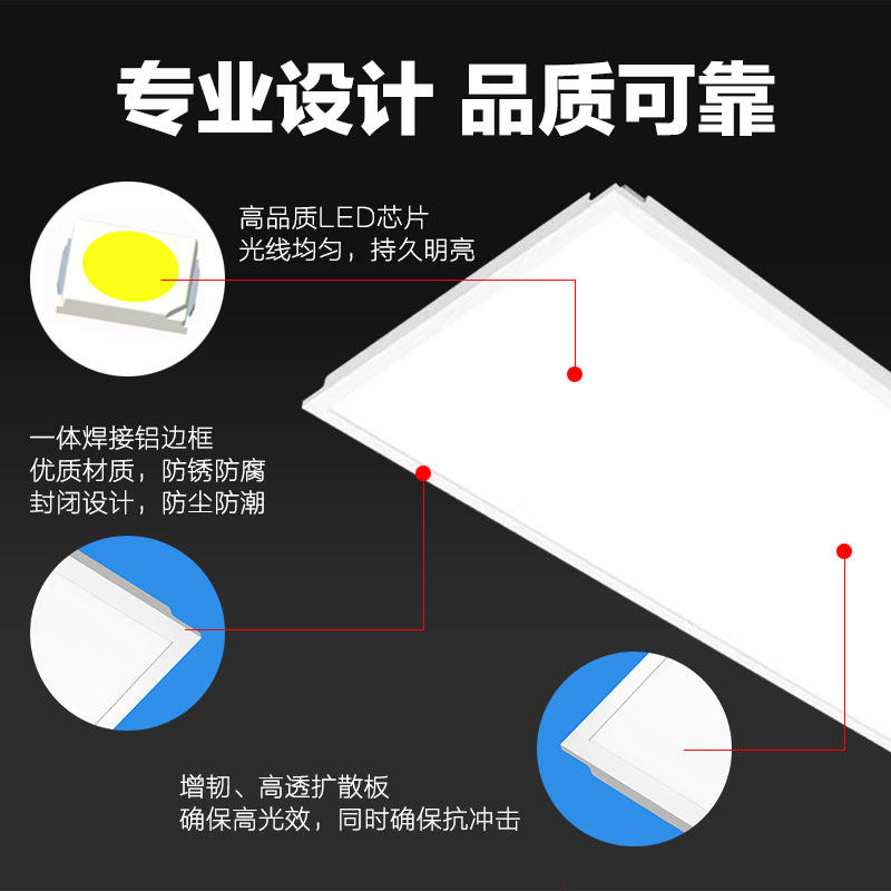 阳光照明集成吊顶LED平板灯天花铝扣面板600x600办公室学校嵌入式,淘宝优惠券,粉丝福利购,淘宝优惠卷
