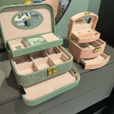 Коробочка для хранения, многослойная коробка для хранения, серьги, браслет, часы, аксессуар, портативное ювелирное украшение, сундук с сокровищами, делается под заказ, легкий роскошный стиль