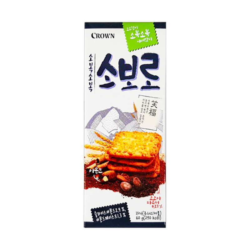 韩国进口克丽安笑福扁桃仁酥脆饼干60g盒装240g休闲食品充饥零食