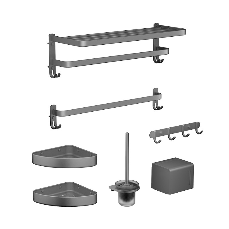 九牧卫浴轻奢枪灰色毛巾架置物架卫生间五金挂件浴巾架套餐免打孔 - 图3