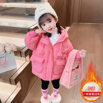 Girl Down Cotton Clothing 2023 New Baby Cotton Padded Jacket Foreign Air Children Dress Winter Cotton Coat Jacket Autumn Winter