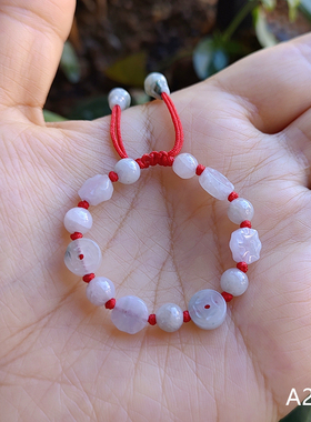 送宝宝防四眼天然玉石转运珠红绳四眼钱八卦葫芦满月百日男女手链