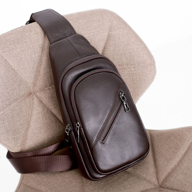 Top layer cowhide chest bag genuine leather bag shoulder bag multiple bags