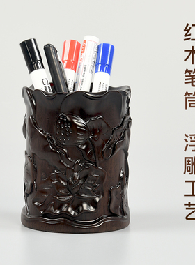 中式风书桌黑檀木雕刻复古装饰