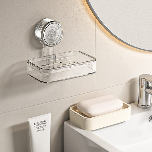 吸盘肥皂盒壁挂式免打孔肥皂置物架卫生间墙上香皂盒家用沥水Y - 图3