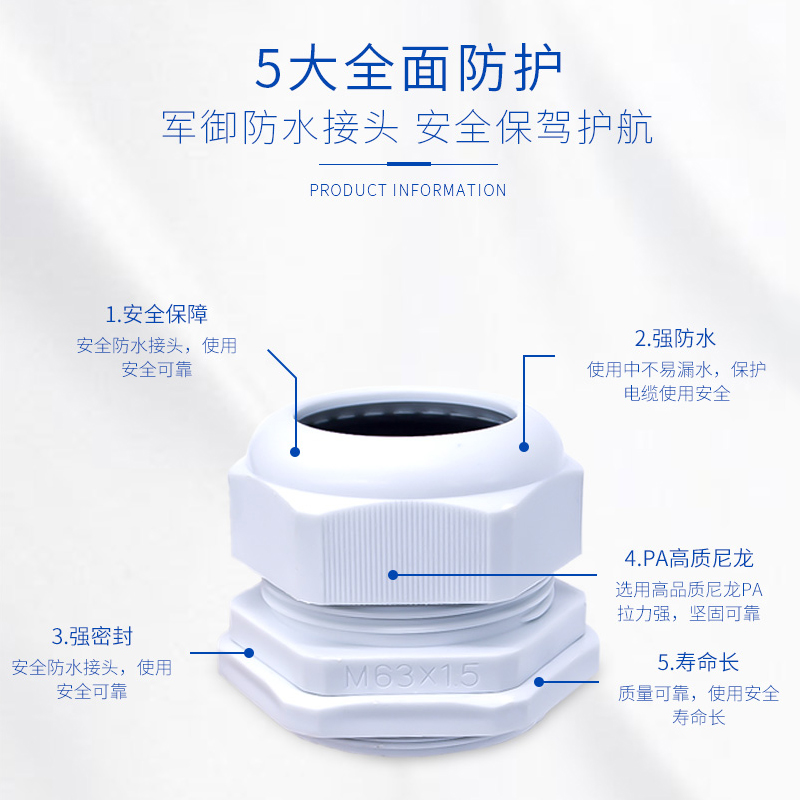 公制M系列尼龙电缆防水接头塑料电缆固定头葛兰头M12/M16/M20-M40 - 图0