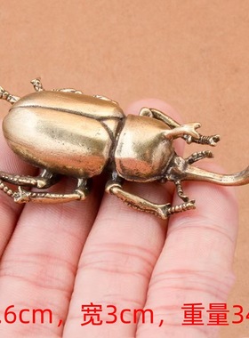 黄铜甲壳虫小摆件昆虫茶宠饰品
