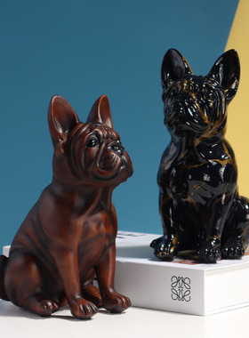 创意高档欧式斗狗动物模型摆件