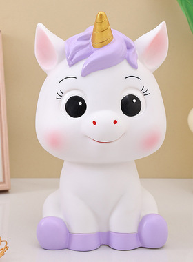 跨境新款独角兽存钱罐儿童搪胶储蓄罐防摔储钱罐生日礼物家居摆件