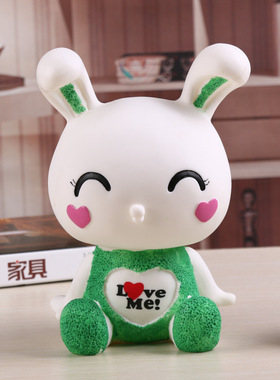 创意可爱大号兔子搪胶存钱罐摆件