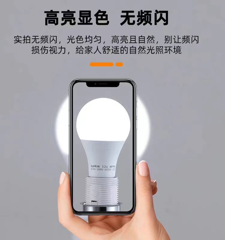 超亮足瓦家用led灯泡球泡节能灯E27e14螺口3W15W60W照明三色变光-图0