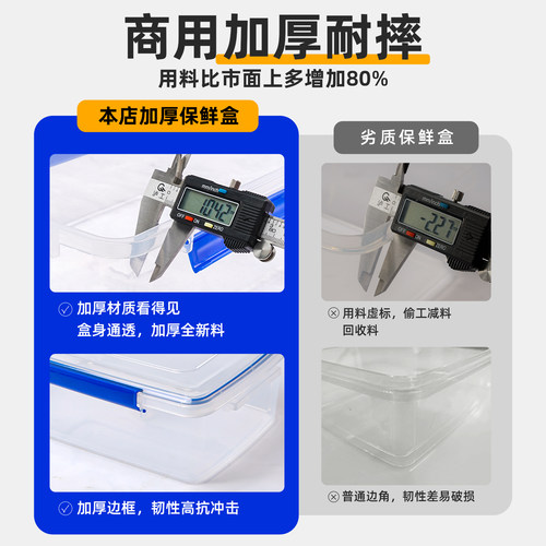 保鲜盒长方形透明塑料盒冰箱冷冻大号密封收纳储物盒子食品级商用 - 图1