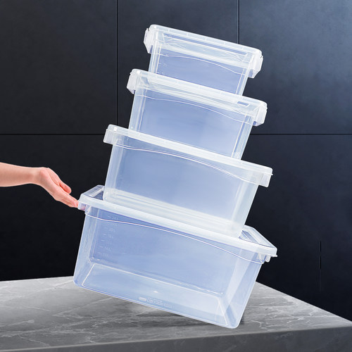 周转箱透明塑料盒长方形加厚储物收纳标签盒胶箱大号食品盒子商用 - 图0