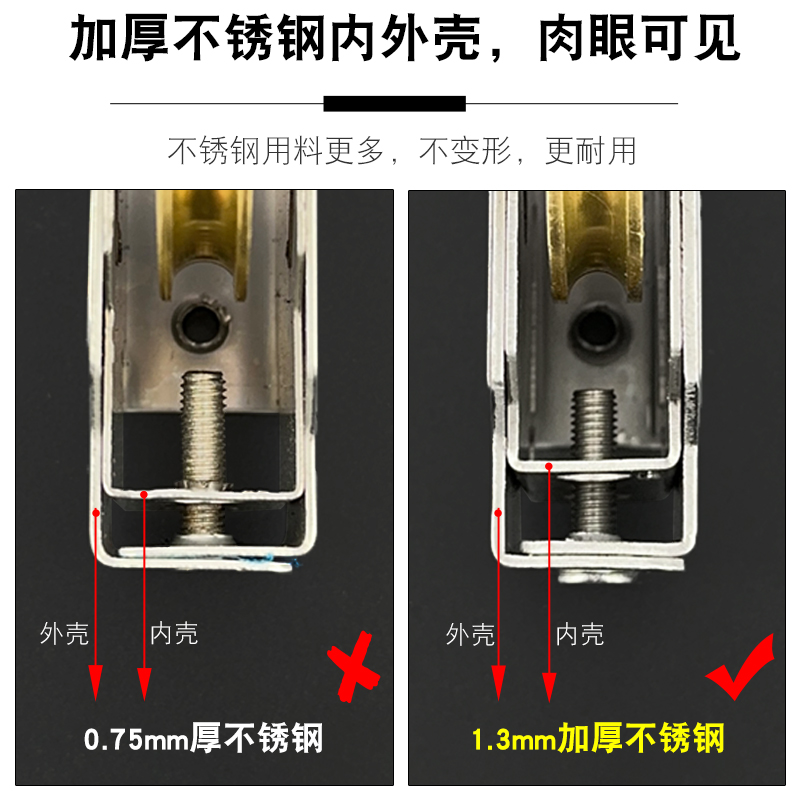 4个装升级款90型窗户滑轮 老式铝合金阳台推拉平移门窗轨道铜轮子 - 图2