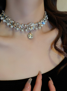 2023年珍珠玉都遇珍珠锁骨链水晶