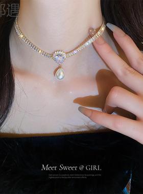 氛围锁骨链珍珠项链玉都遇