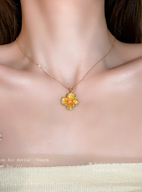 电镀小清新真金吊坠水晶