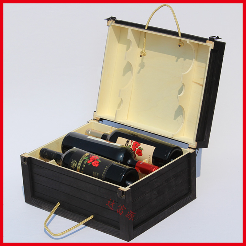 六支装红酒木盒子葡萄酒礼品盒高档喷漆礼盒包装酒箱洋酒木箱定制