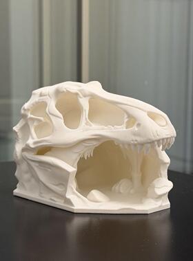 3D打印霸王龙头骨躲避屋豹纹守宫玉米蛇蜥蜴爬虫箱造景洞穴用品
