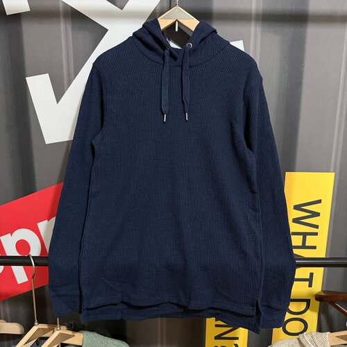 欧美单男士春秋款宽松透气华夫格连帽卫衣潮流美式休闲大码长袖 - 图3