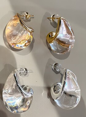 清透水滴银针冷淡风耳环
