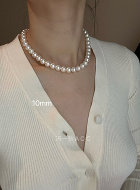 仿施家650暖白色珍珠项链女短款锁骨链项链2025新款爆款项链珍珠