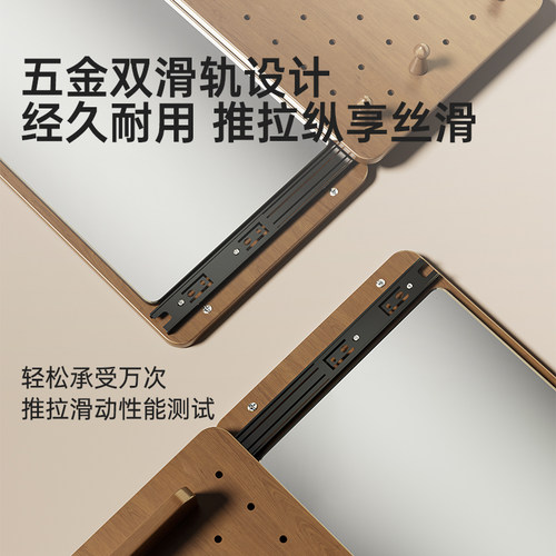 实木洞洞板穿衣镜全身镜落地镜家用可移动挂墙置物架可关闭大镜子 - 图3