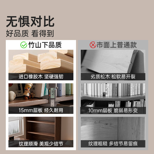 实木格子柜家用柜子收纳柜分层书架落地置物架一体靠墙儿童绘本架 - 图3