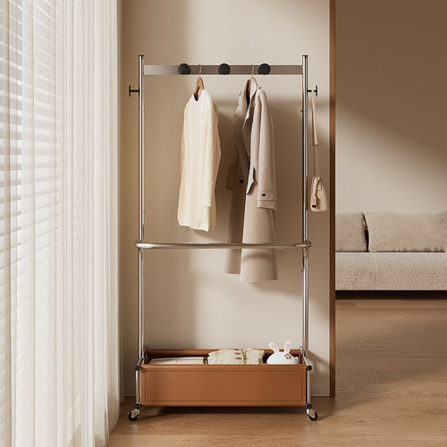 落地衣架卧室可移动不占空间金属挂衣架置物架入户立式衣帽架包架 - 图3