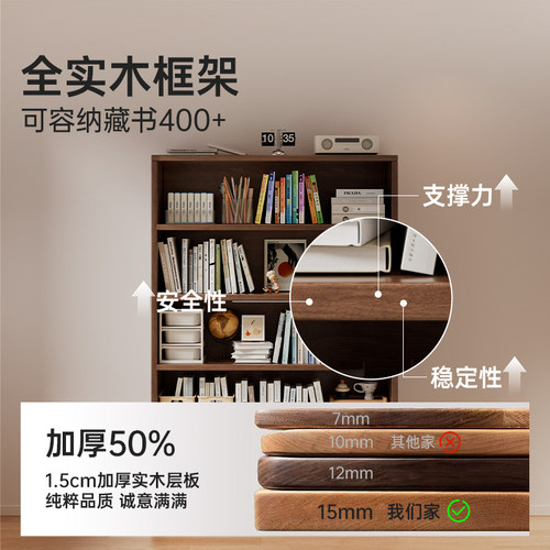实木格子柜家用柜子收纳柜分层书架落地置物架一体靠墙儿童绘本架 - 图0