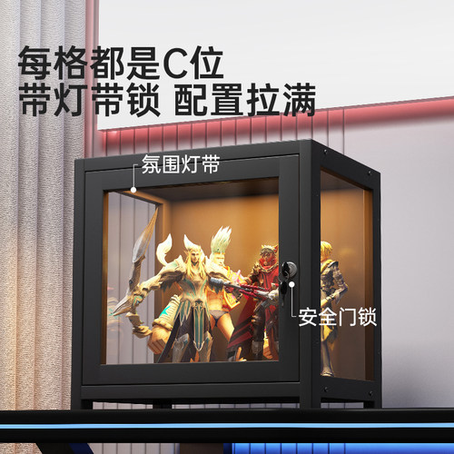 带灯带锁手办柜盲盒收纳展示柜透明防尘模型玩具摆柜亚克力展示盒 - 图2