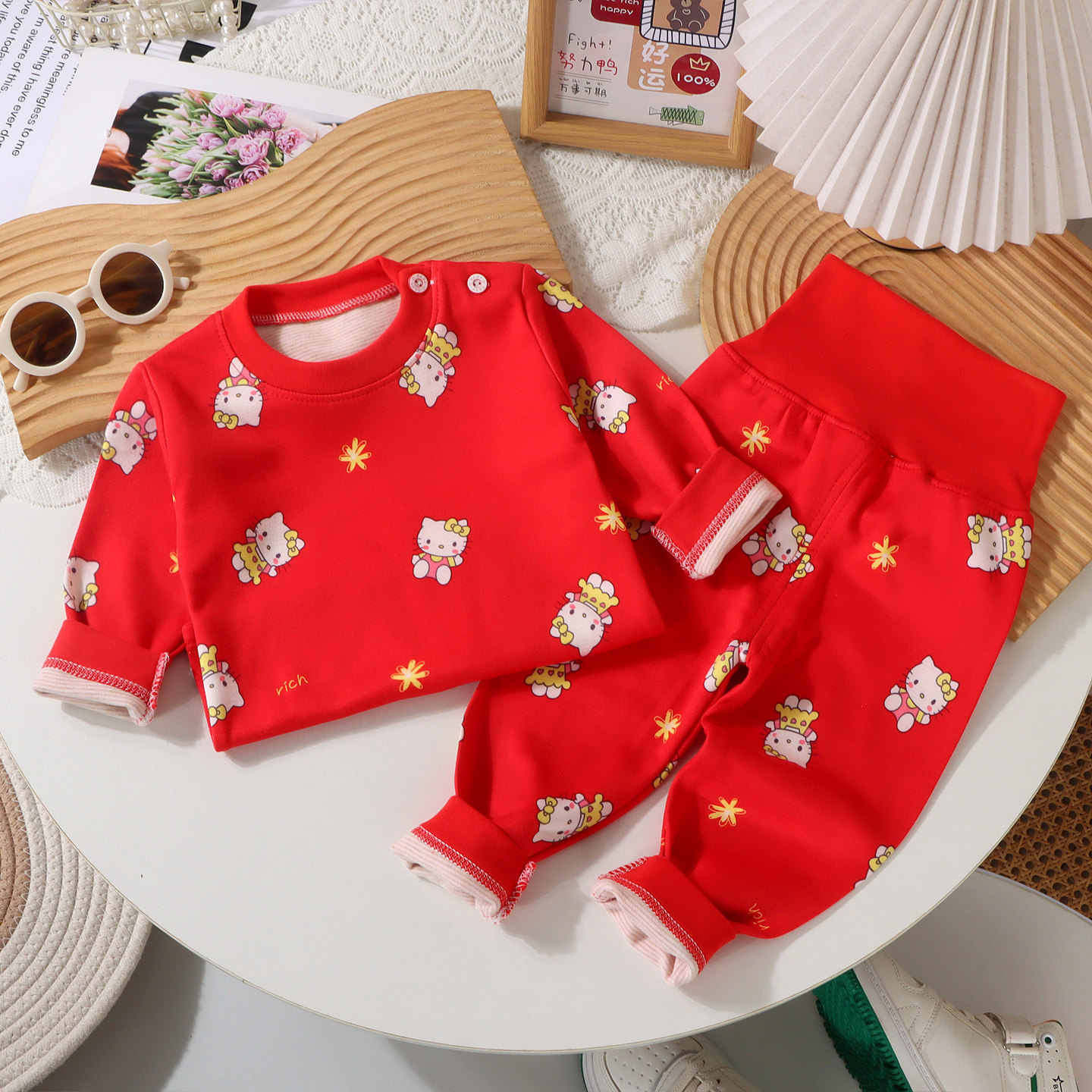 【羊毛蚕丝】宝宝红色内衣套装新生儿过年红衣服男女儿童秋衣秋裤 【羊毛蚕丝】宝宝红色内衣套装新生儿过年红衣服男女儿童秋衣秋裤