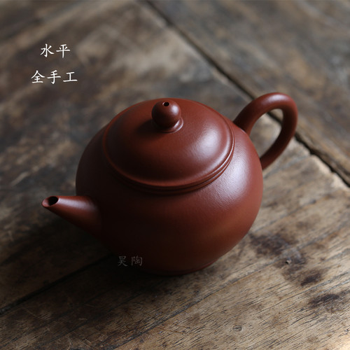 昊陶   水平壶真正全手工 小煤窑朱泥小品 宜兴原矿紫砂壶传统 - 图0