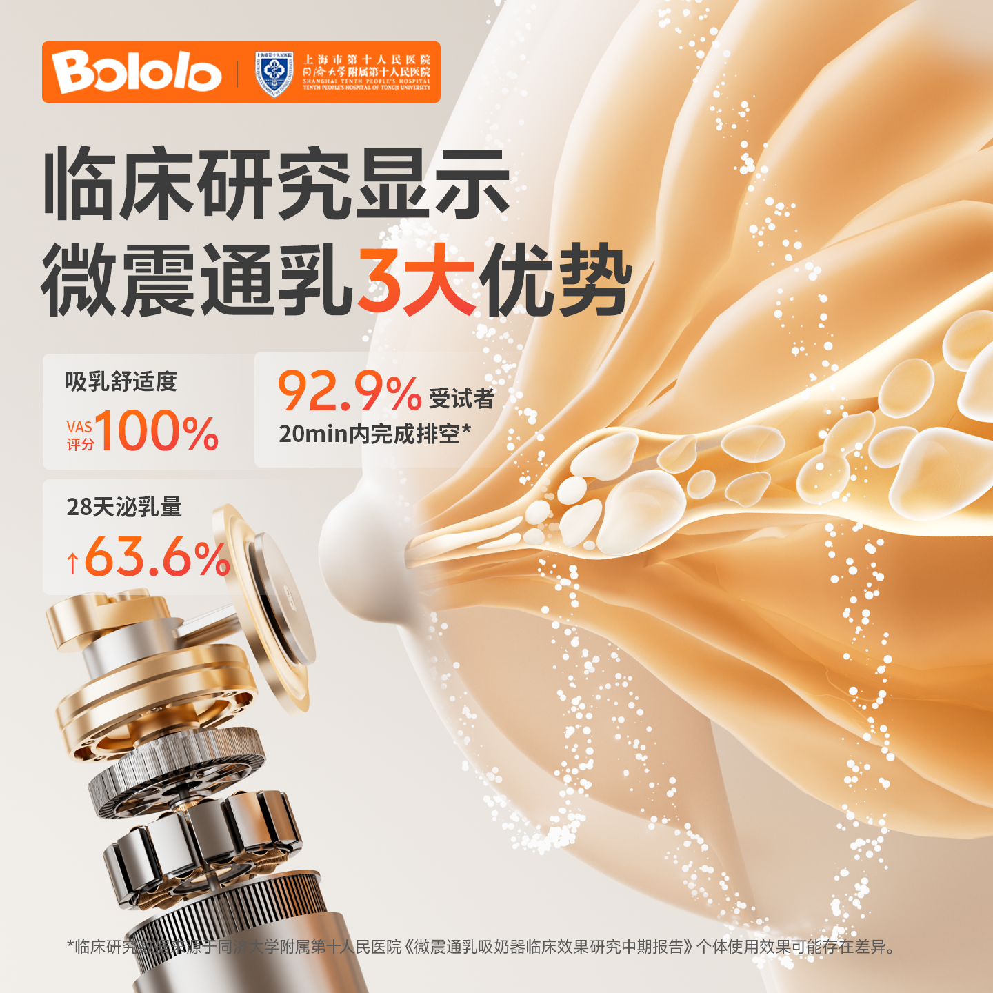 波咯咯双边电动吸奶器微震按摩全