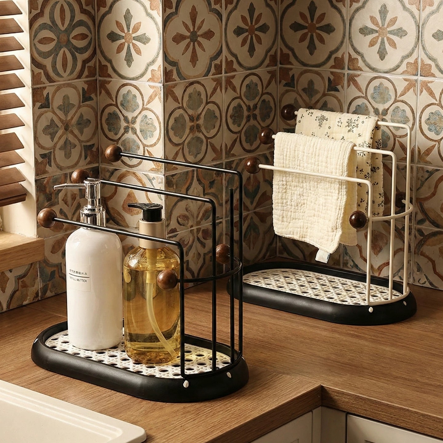 厨房中古风抹布架洗洁精置物架家用水槽海绵沥水架洗碗布收纳挂架,淘宝优惠券,粉丝福利购,淘宝优惠卷