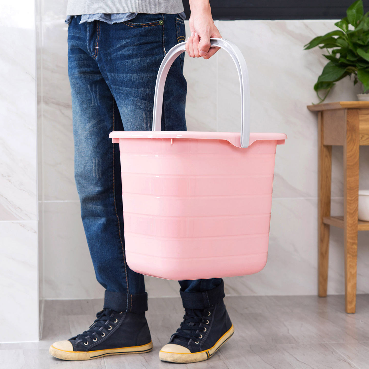 塑料加厚长方形手提储水水桶大号桶家用拖把桶塑料桶小方桶洗衣桶 - 图1