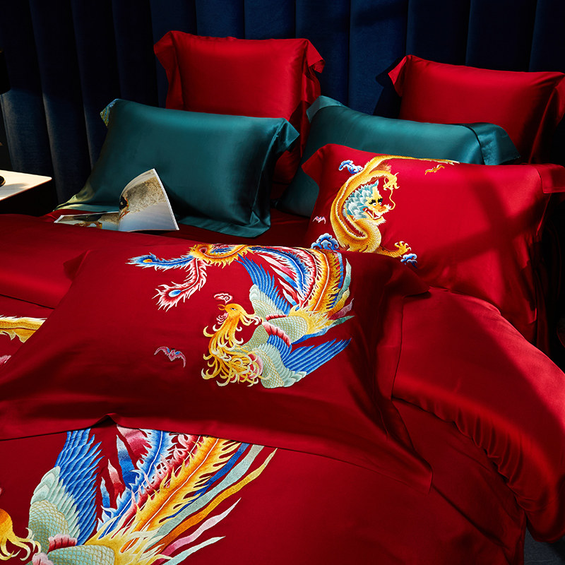欣恋重磅手工刺绣真丝四件套帝王桑蚕丝高端婚庆结婚丝绸床上用品,淘宝优惠券,粉丝福利购,淘宝优惠卷