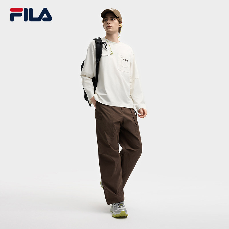 易烊千玺同款FILA 斐乐官方男子针织长袖衫2025秋季新款假两件长T,淘宝优惠券,粉丝福利购,淘宝优惠卷