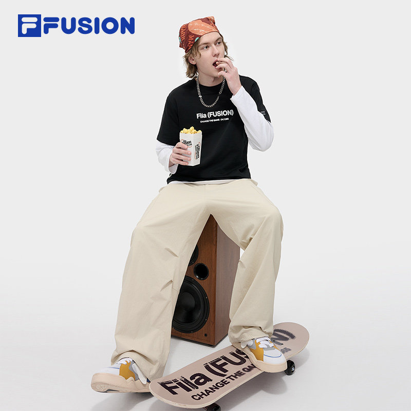 FILA FUSION斐乐潮牌男子针织短袖衫秋季新款纯棉印花圆领T恤,淘宝优惠券,粉丝福利购,淘宝优惠卷