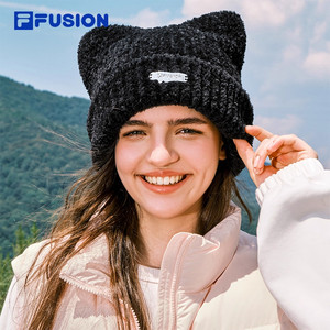 FILA FUSION熊耳帽斐乐帽子针织帽新款毛线帽冬帽