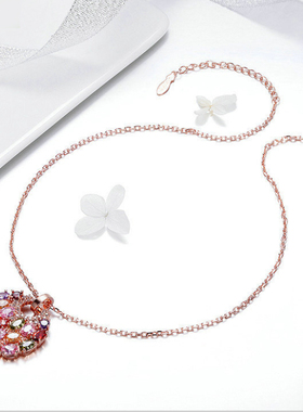 花好月圆七彩锆石短款吊坠防过敏