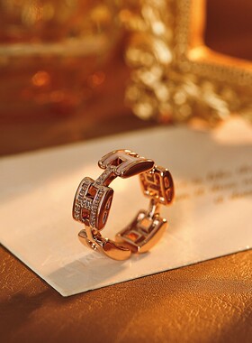 高级感H字母食指开口可调节2024年爆款小众设计戒指指环女