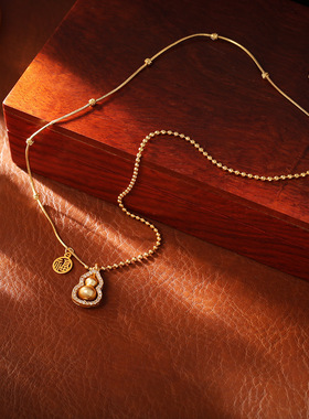 中国风福禄葫芦项链古法真金电镀高级感新中式锁骨链轻奢时尚