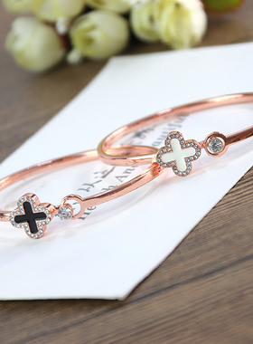 彩金18k钛钢女简约首饰品手镯