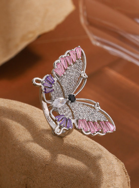 跨境新款欧美气质时尚蝴蝶戒指 开口个性潮流高级感网红饰品戒指