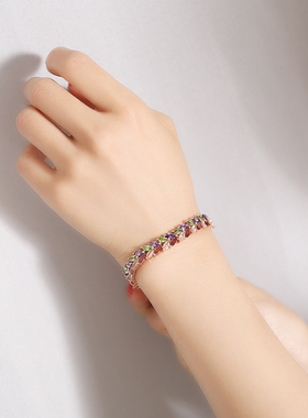 水晶手链女炫彩玫瑰金